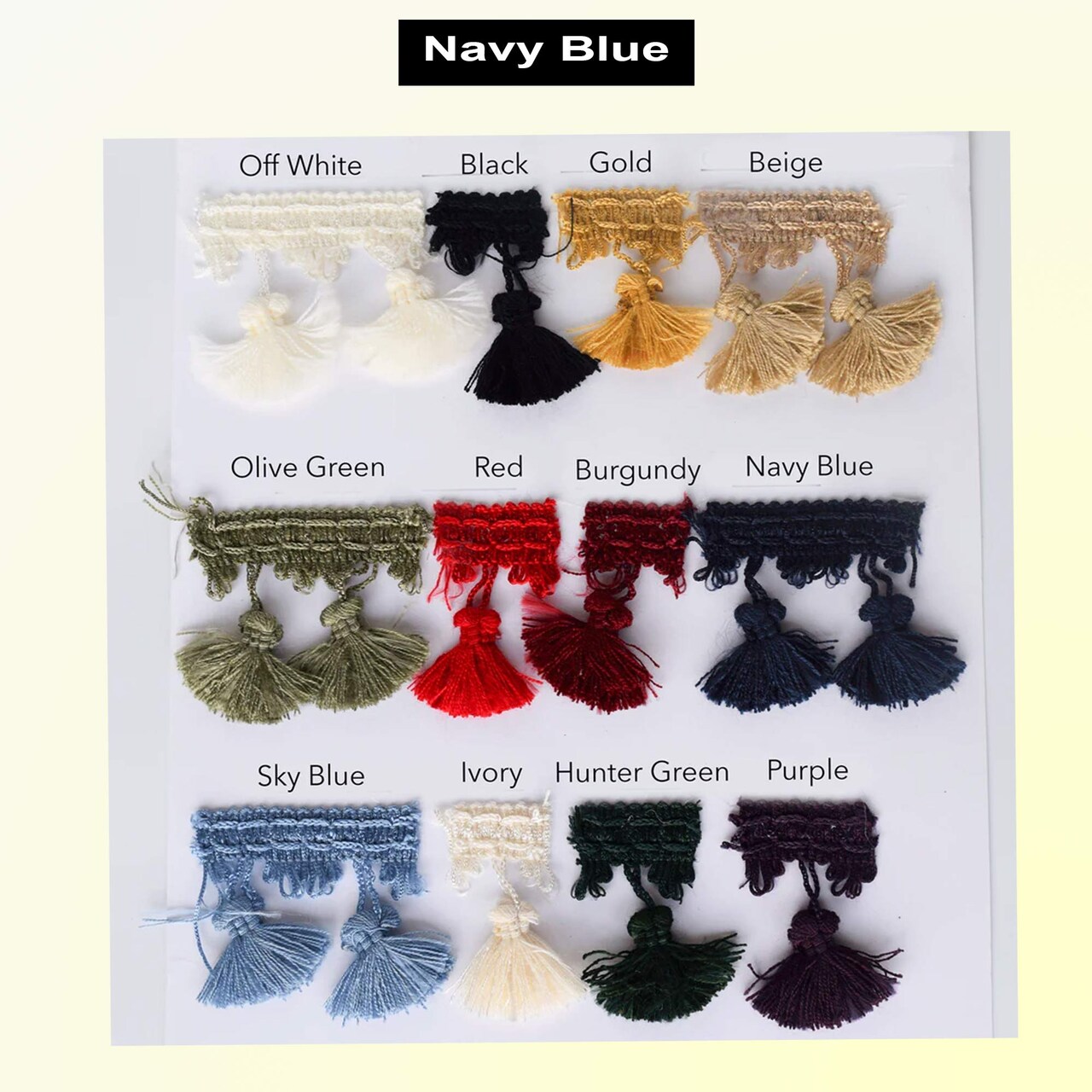 1 Yard 2" Navy Blue Braided Fringe with Tassels Crafting Trim